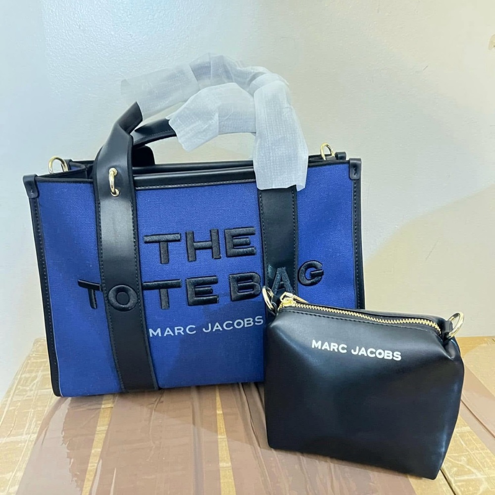 Marc Jacobs Blue and Black Tote and Pouch Set